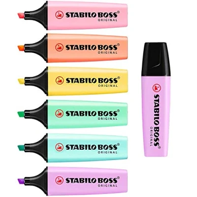 Abbildung von Textmarker STABILO BOSS ORIGINAL Pastel 6er Pack &amp; Schimmer von Lila