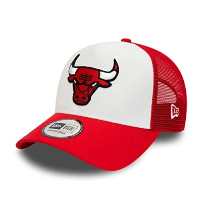 Abbildung von New Era Kappe Hut Chicago Bulls Fanartikel gebogener Schirm verstellbar weiß rot A Frame One Size