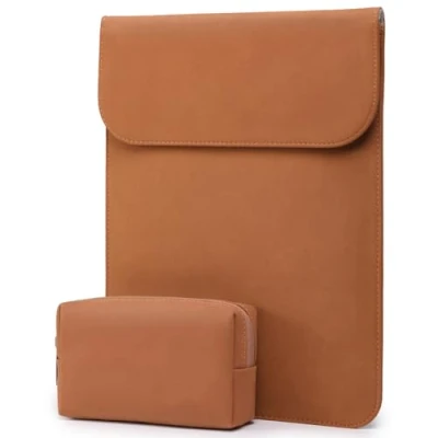 Abbildung von HYZUO 15 16 Zoll Laptop Hülle Tasche für MacBook Pro M3/M2/M1 A2991 A2780 A2485 A2141 2024 2019, XPS 15, mit Kleiner Tasche, Braun