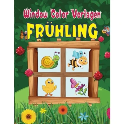 Abbildung von Window Color Vorlagen Frühling: Fenstervorlagen mit Frühling Ostern motive für Kinder ab 5 Jahren und Erwachsene Fensterbilder Wiederverwendbare Jungs Mädchen.