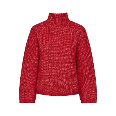 Abbildung von Pieces Pcnell LS NOOS Strickpullover, Damen, Größe: Medium, Poppy red