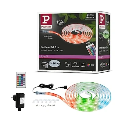 Abbildung von Paulmann 78891 LED Stripe SimpLED Outdoor 3m IP65 24LEDs/m RGB incl. 1x8,5 Watt dimmbar Lichtband Transparent Kunststoff, Klar