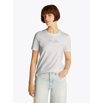 Abbildung von Tommy Hilfiger Script TEE Tshirt print, Damen, Größe: XXS, Ecru