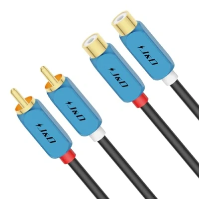 Abbildung von J&amp;D 2 RCA Verlängerungskabel, Stecker auf Buchse Stereo Audio Verlängerungskabel mit Hochwertiger Vergoldeter Kupferschale, 3 Meter