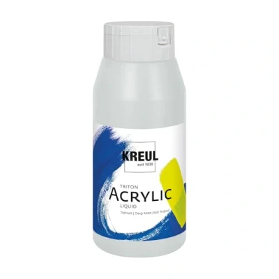 Abbildung von KREUL 17029 Solo Goya Triton Acrylfarbe silber, 750 ml Flasche, schnell und matt trocknend, Farbe auf Wasserbasis, in Studioqualität, vielseitig einsetzbar, gut deckend ergiebig