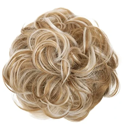 Abbildung von CAISHA Haarteil Haargummi Hochsteckfrisuren Brautfrisuren Voluminös Gelockt Unordentlich Dutt Kunstfaser DM15cm Erdbeerblond mix G36A
