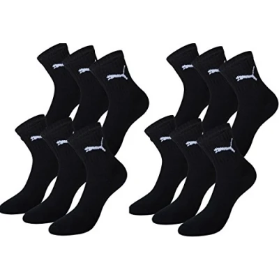 Abbildung von Puma Herren Short Crew Socks Frotteesohle 12er Pack Sportsocken, Schwarz, 43 46