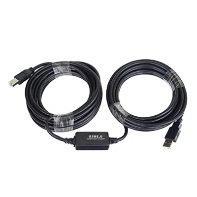 Abbildung von PremiumCord Aktives USB Verbindungskabel mit Repeater 10m, A Stecker auf B Stecker, 2.0 High Speed Kabel, 2x geschirmt, AWG20/28, Farbe schwarz, Länge 10m