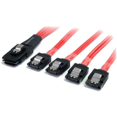 Abbildung von StarTech.com Serial ATA SCSI SAS Kabel 50cm SFF 8087 auf 4x SATA mit Lasche Mini 1x SFF8087 Stecker S Buchse