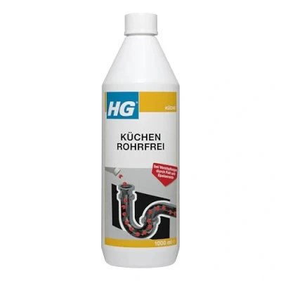 Abbildung von HG Küchen Rohrfrei, wirksamer und natürlicher Rohr &amp; Abflussreiniger für die Küche, direkte vorbeugende Wirkung gegen Gerüche Rohrverstopfungen 1 Liter