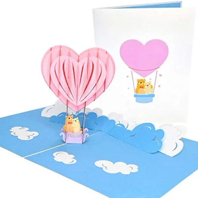 Abbildung von PopLife Heißluftballon &amp; Himmel 3D Pop Up Grußkarte für alle Anlässe Reisende, Eltern, Abenteuerliebhaber Flach gefaltet Mailing Geburtstag, Babyparty, Abschluß, Ruhestand, Jahrestag