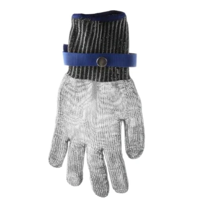 Abbildung von HENDI Austernhandschuh (L), 2 Handschuhen: HPPE Innenhandschuh und dem Außenhandschuh aus Edelstahl, Schutzhandschuhe, Schnittschutzhandschuh, 330mm