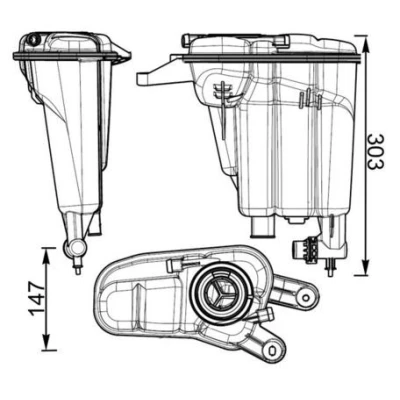 Abbildung von MAHLE ORIGINAL CRT 95 000S Ausgleichsbehälter mit Sensor AUDI: A4 B8 Avant, A5 Coupe, Sportback