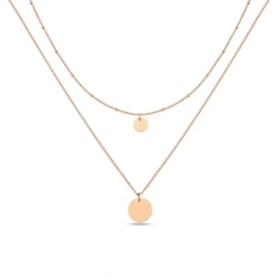 Abbildung von GD GOOD.designs Doppelkette für Damen mit Plättchen 18k Rosé vergoldet wasserfeste Coin Halskette zweireihig in Rosegold I Layered Plättchenkette aus Edelstahl