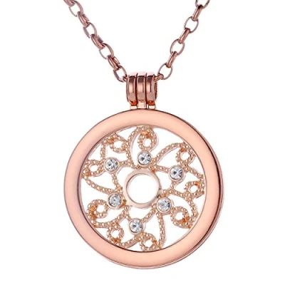 Abbildung von Morella Damen Halskette Rosegold 70 cm Edelstahl mit Anhänger und Coin 33 mm Sonnensymbol in Schmuckbeutel