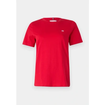 Abbildung von Tommy Hilfiger Contrast FLAG TEE Tshirt basic, Damen, Größe: Small, Primary red