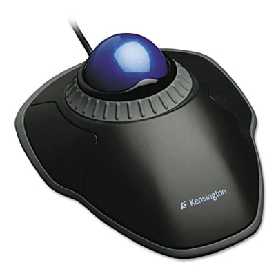 Abbildung von Kensington Orbit TrackBall, Kabelgebundene ergonomische TrackBall Maus mit Scroll Ring, 40 mm Kugel, Kompatibel Windows &amp; macOS, für Rechts und Linkshänder, Schwarz/Blau, K72337EU