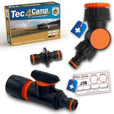 Abbildung von MaJoCompTec® FLEXCONTROL Anschluss Set drehbarer Hahnanschluss für Wasserhahn Wasser Absperrhahn Stecker Kupplung Absperrventil mit Schlauchkupplung (Regulierventil + Gelenkanschluss)
