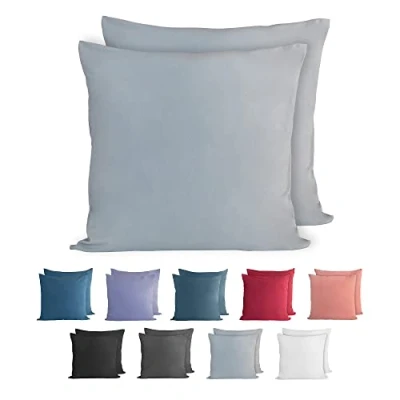 Abbildung von Komfortec 100% Baumwolle Kissenbezüge 2er Set 50x50 cm, Superweicher Premium Jersey Kopfkissenbezug 150 g/m², Kissenhülle, Grau
