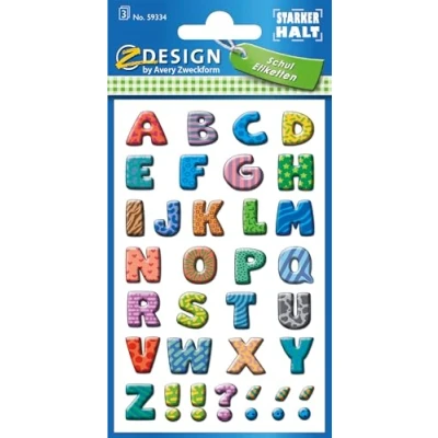 Abbildung von AVERY Zweckform 59334 Buchstaben Etiketten A Z (starker Halt) 102 Aufkleber
