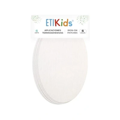 Abbildung von 6 Patches zum aufbügeln farbe Weiß. Bügeleisen Reparatursatz 16 x 10 cm. RP6