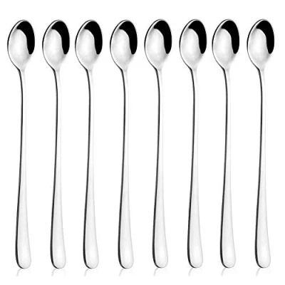 Abbildung von AOOSY 8 teilig Latte Löffel, 22,7 cm Edelstahl Langstiel Rührlöffel Mischen Kaffeelöffel Set für Eistee Dessert Cocktail Eisbecher