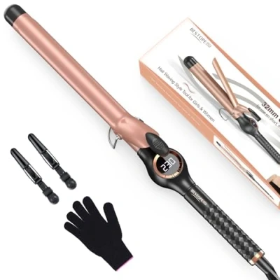 Abbildung von BESTOPE PRO 25mm Lockenstab, Lockenstab Große Llocken, Multi Temperatur, Verlängerung Design Hair Curler, Schnelle Heizung Lockenstäbe mit Großem LCD Display, Klemme und Handschuh