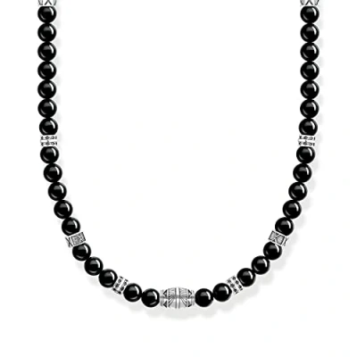 Abbildung von Thomas Sabo Herren Kette mit schwarzen Onyx Beads Silber, aus 925er Sterlingsilber Onyx, Länge 50cm, KE2180 507 11 L50