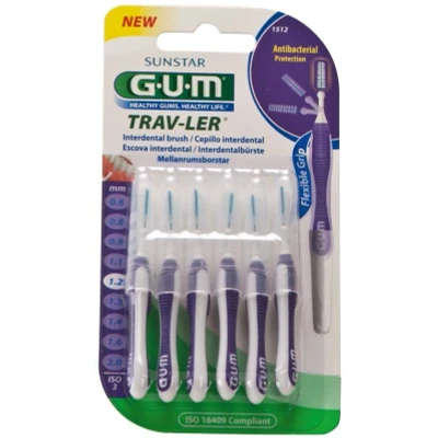 Abbildung von GUM TRAV LER Interdentalbürsten 6er Blister Gr. 3 Kerze , violett 6 Stück mit Kappen