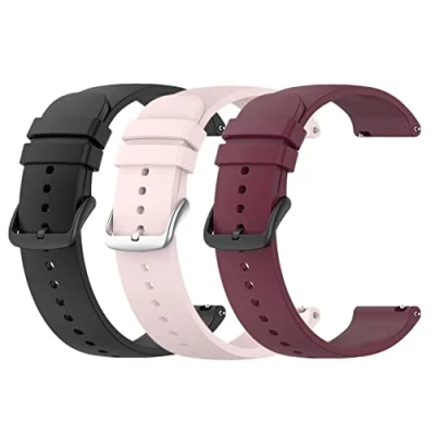 Abbildung von WEINISITE 20mm Armband für Garmin Vivoactive 3/Venu/Vivomove 3/Vivomove HR/Forerunner 245/Forerunner 645 Music Silikon Ersatzarmband (Schwarz+Rot+Rosa)