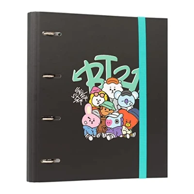 Abbildung von Grupo Erik Ringordner A4 Schmal 4 Ringe Ordner Premium Street Mood BT21 Aktenordner Ringbuch Büro Zubehör Schul Be Army