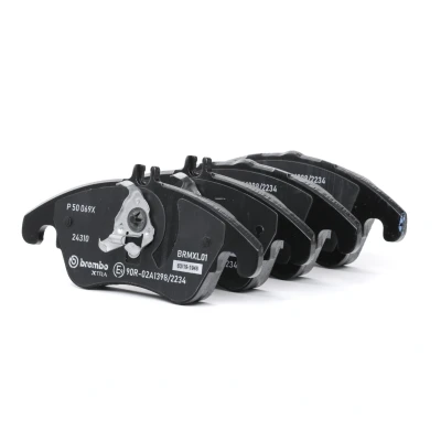 Abbildung von BREMBO P 50 069X Bremsbelagsatz für Verschleißwarnanzeiger vorbereitet mit Bremssattelschrauben, Kolbenclip, Anti Quietsch Blech ohne Zubehör