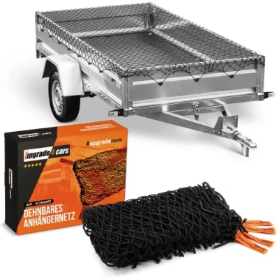 Abbildung von Upgrade4cars Anhängernetz Dehnbar 1 2 x 3 Meter Transportnetz zur Ladungssicherung Anhänger Netz elastisch 2x3m