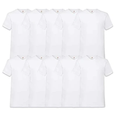Abbildung von Fruit of the Loom Herren V Neck Valueweight T Shirt, weiß, M (10er Pack)