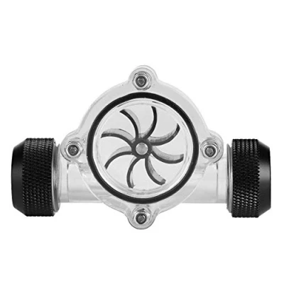 Abbildung von DEWIN Wasserflussanzeige für PC, G1/4&quot; Gewinde Durchflussmesser Indikator, Kühlstromzähler von Buchse zu Computer Wasserkühlsystem 8 Laufräder(Schwarz)