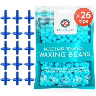 Abbildung von Medi Grade Nasenwachsperlen und Ersatzspitzen für das Nasenwachs Set Umweltfreundliche Wachs Haarentfernung Nachfüllpackung Unschönes, Juckendes Nasenhaar — 50 g Perlen 26 Spitzen