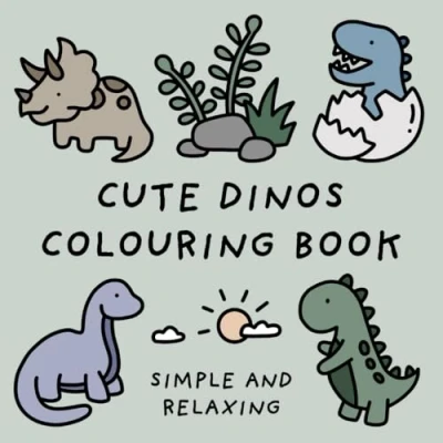 Abbildung von Cute Dinosaurs Colouring Book (Simple and Relaxing Bold Designs for Adults &amp; Children) Books)