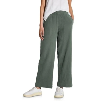 Abbildung von STREET ONE Damen A378684 Wide Leg Musselin Hose, Muse Green, 44W x 30L