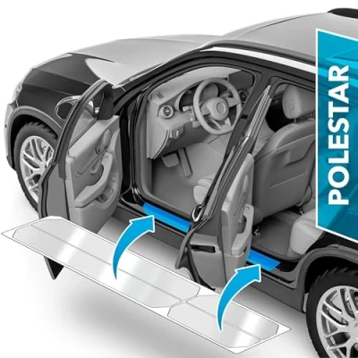 Abbildung von uProtect Auto Einstiegsleisten Schutz für Polestar 2 I 2020 2024 Schutzfolie Autotür Zubehör Zierleisten Lackschutzfolie Transparent