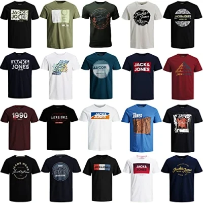 Abbildung von JACK &amp; JONES T Shirt Herren 3er Mix Pakete Rundhals Tee Baumwollmix (3, XXL)