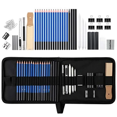 Abbildung von Zekkai Skizzierstifte Set, 42 Stücke Bleistift Set Zeichnen Skizzieren Stifte Profi Art Werkzeug Skizzierset mit Zubehör für Künstler, Anfänger, Erwachsene und Kinder