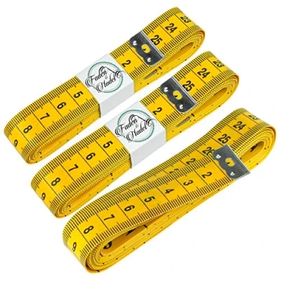 Abbildung von 3 x Extra langes 300 cm Schneidermaßband, Maßband, Bandmaß in gelb, Länge: Meter / 120 Zoll