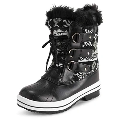 Abbildung von Polar Damen Mid Gepolstert Thermal Dauerhaft Gummisohle Wasserdicht Winter Schnee Kunstpelz Stiefels Schwarz Cardy UK5/EU38 YC0633