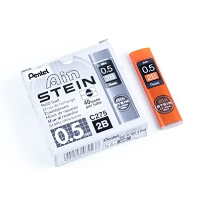 Abbildung von Pentel Ain STEIN C275 Feinmine, 40 Minen je Dose, 0.5 mm, Härtegrad 2B (12 Dosen)