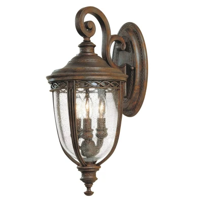 Abbildung von Feiss FE EB2 M BRB Wandleuchte English Bridle 3xE14 60W Stahl Bronze britisch, Pressglas H:50cm B:21,6cm IP44 dimmbar