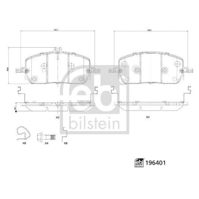 Abbildung von FEBI BILSTEIN 196401 Bremsbelagsatz Vorderachse mit akustischer Verschleißwarnung MERCEDES BENZ: GLC Coupe, SUV
