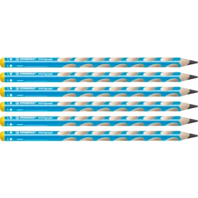 Abbildung von Ergonomischer Dreikant Bleistift für Linkshänder STABILO EASYgraph in blau 6er Pack Härtegrad 2B