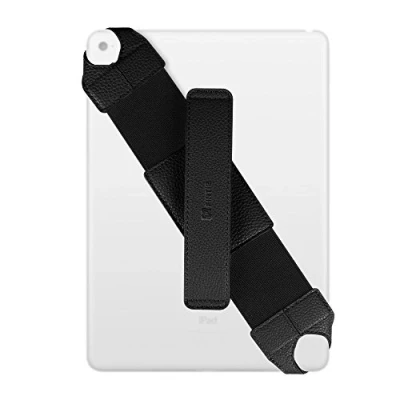 Abbildung von Fintie Universal Tablet Handschlaufen Halter, 360 Grad Drehung Kunstleder Griff mit elastischem Gürtel, sichere Tragbarkeit für alle 9 10&quot; Tablets (für Samsung ipad Lenovo Huawei Asus), Schwarz
