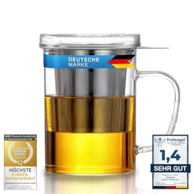 Abbildung von Dimono® Teeglas mit Sieb Teebereiter Tee Filter, und Deckel Zubereiter Tea Maker &amp; Tasse in Einem; ca. 450 ml (Teamaker Deluxe)
