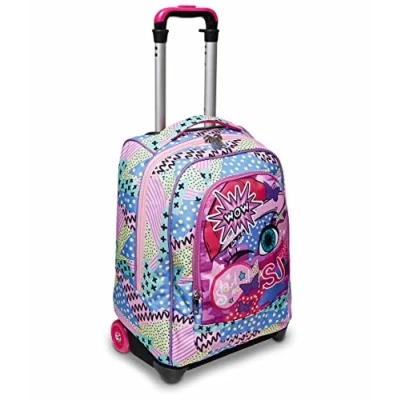 Abbildung von SJ Gang Trolley Scuola Big FACCE DA, Pink 2 Zaini in 1 mit Crossover System Uso Zaino con Spallacci a Scomparsa Elementare, Elementare Bambina